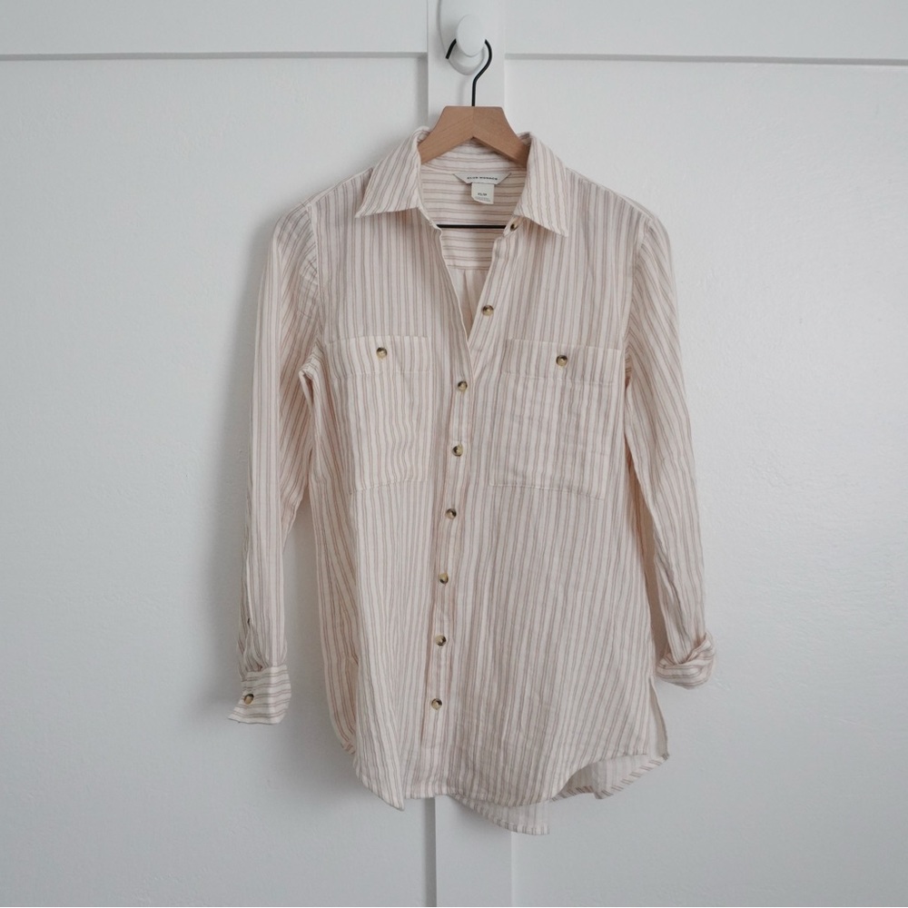 Club Monaco Striped Button Down Top